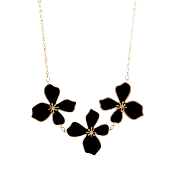 Wholesale Stainless Steel Floral Oil Dripping Jewelry Set For Women Necklace And Bracelet