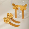 Wholesale Stainless Steel Flower And Insect Tassel Earrings For Women With Electroplating Treatment