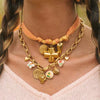 Wholesale Stainless Steel Flower Cross Pendant Necklace With Love Stone And 18K Gold Vacuum Plating