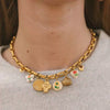 Wholesale Stainless Steel Flower Cross Pendant Necklace With Love Stone And 18K Gold Vacuum Plating