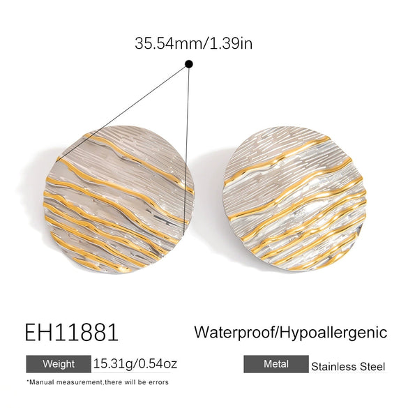 Wholesale Stainless Steel Flower Disc Earrings Electroplated Light Luxury Highend Women's Jewelry Gold And Silver Color Matching Nonfading