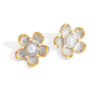 Wholesale Stainless Steel Flower Disc Earrings Electroplated Light Luxury Highend Women's Jewelry Gold And Silver Color Matching Nonfading