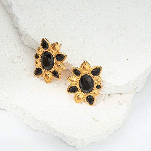 Wholesale Stainless Steel Flower Earrings Electroplated For Women Fashion Style