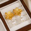 Wholesale Stainless Steel Flower Earrings For Women With Electroplating And Exaggerated Retro Design