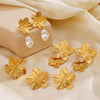 Wholesale Stainless Steel Flower Earrings For Women With Electroplating And Exaggerated Retro Design