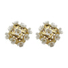 Wholesale Stainless Steel Flower Earrings French Court Style Fresh Sweet Grid Electroplating For Women