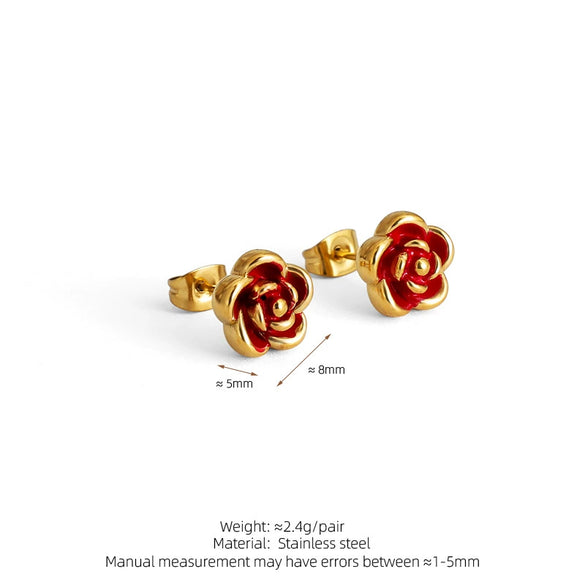 Wholesale Stainless Steel Flower Earrings French Retro Style Electroplating