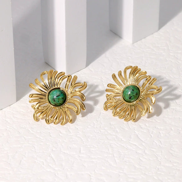 Wholesale Stainless Steel Flower Earrings 18K Goldplated Electroplated For Women