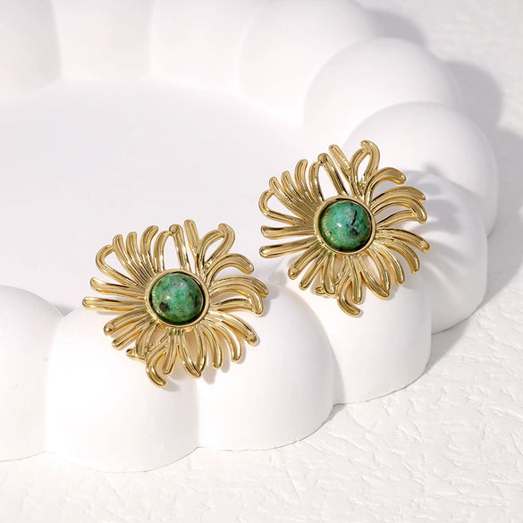 Wholesale Stainless Steel Flower Earrings 18K Goldplated Electroplated For Women