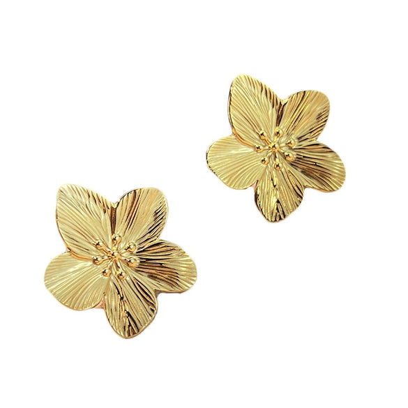 Wholesale Stainless Steel Flower Earrings With Electroplating And Natural Style