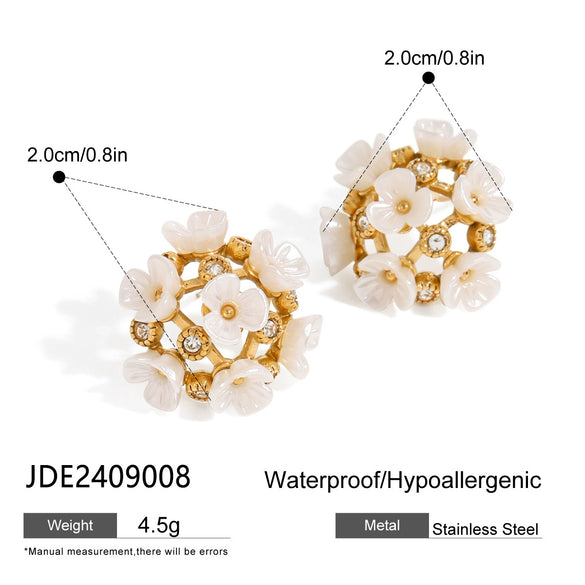 Wholesale Stainless Steel Flower Earrings With Electroplating Treatment For Women