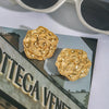 Wholesale Stainless Steel Flower Earrings With Retro Style And Geometric Pattern Electroplated