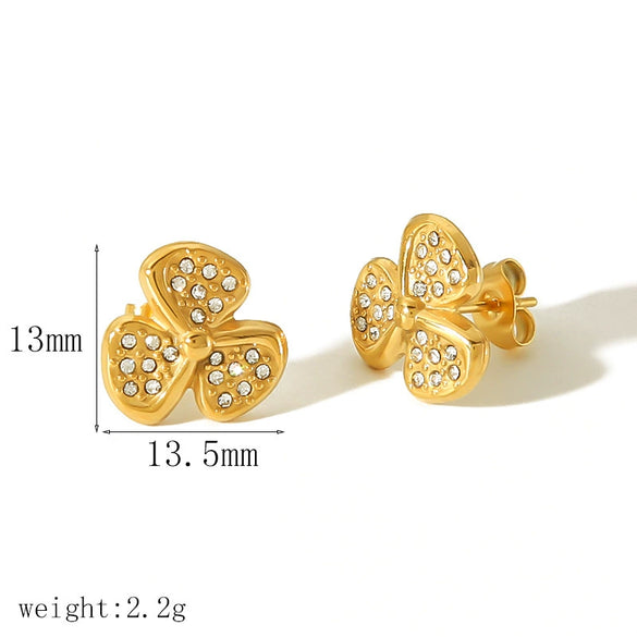 Wholesale Stainless Steel Flower Geometric Earrings Electroplated Light Luxury Fashion Style For Women