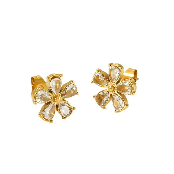 Wholesale Stainless Steel Flower Geometric Earrings Electroplated Light Luxury Fashion Style For Women