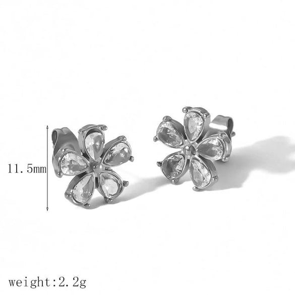 Wholesale Stainless Steel Flower Geometric Earrings Electroplated Light Luxury Fashion Style For Women