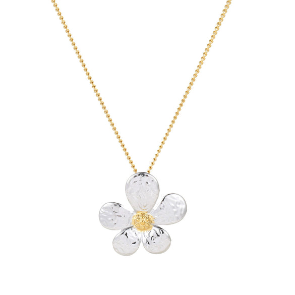 Wholesale Stainless Steel Flower Geometric Pendant Necklace With 18K Plating For Women