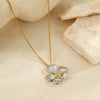 Wholesale Stainless Steel Flower Geometric Pendant Necklace With 18K Plating For Women