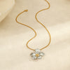 Wholesale Stainless Steel Flower Geometric Pendant Necklace With 18K Plating For Women