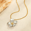 Wholesale Stainless Steel Flower Geometric Pendant Necklace With 18K Plating For Women
