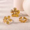 Wholesale Stainless Steel Flower Geometric Ring With 18K Furnace Vacuum Plating Opening Adjustable For Women