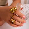 Wholesale Stainless Steel Flower Geometric Ring With 18K Furnace Vacuum Plating Opening Adjustable For Women
