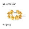 Wholesale Stainless Steel Flower Geometric Ring With 18K Furnace Vacuum Plating Opening Adjustable For Women