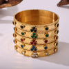Wholesale Stainless Steel Flower Inlaid Zircon Czech Glass Buckle Gear Geometry Style Electroplated Bracelet