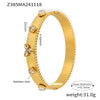Wholesale Stainless Steel Flower Inlaid Zircon Czech Glass Buckle Gear Geometry Style Electroplated Bracelet