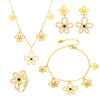 Wholesale Stainless Steel Flower Jewelry Set With Electroplating For Women Necklace Bracelet Ring Earrings Elegant Design
