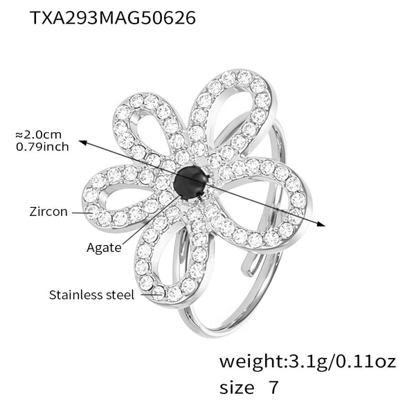 Wholesale Stainless Steel Flower Jewelry Set With Electroplating For Women Necklace Bracelet Ring Earrings Elegant Design