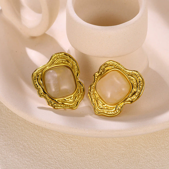 Wholesale Stainless Steel Flower Leaf Earrings With Electroplating Treatment In Ins Style