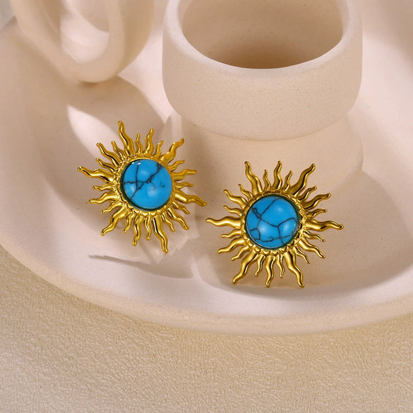 Wholesale Stainless Steel Flower Leaf Earrings With Electroplating Treatment In Ins Style