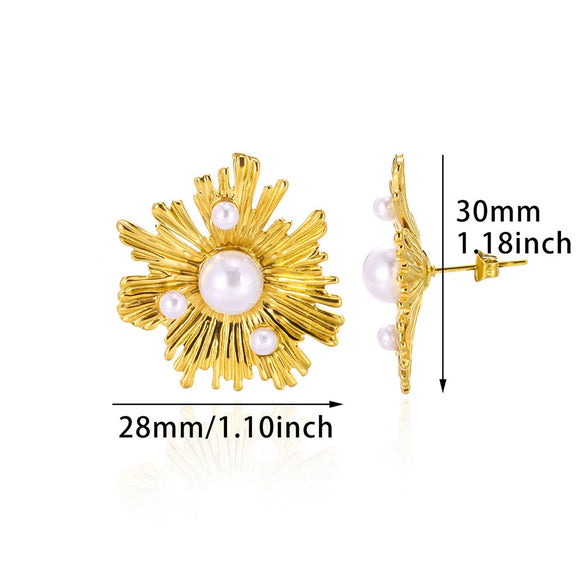 Wholesale Stainless Steel Flower Leaf Earrings With Electroplating Treatment In Ins Style