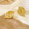 Wholesale Stainless Steel Flower Leaf Earrings With Stamping And Stereo Texture For Women