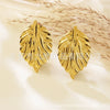 Wholesale Stainless Steel Flower Leaf Earrings With Stamping And Stereo Texture For Women