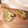 Wholesale Stainless Steel Flower Leafshaped Carved Electroplated Women's Earrings
