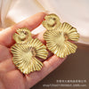 Wholesale Stainless Steel Flower Leafshaped Carved Electroplated Women's Earrings