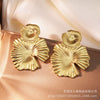 Wholesale Stainless Steel Flower Leafshaped Carved Electroplated Women's Earrings