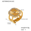 Wholesale Stainless Steel Flower Microinlaid Zircon Opening Adjustable Geometric Ring With Electroplating For Women