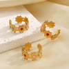 Wholesale Stainless Steel Flower Oil Drop Ring 18K Gold Plated For Women