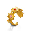 Wholesale Stainless Steel Flower Oil Drop Ring 18K Gold Plated For Women
