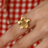 Wholesale Stainless Steel Flower Open Ring Jewelry Electroplated Exaggerate Style