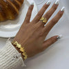Wholesale Stainless Steel Flower Opening Bracelet With Electroplating Natural Style Hand Jewelry