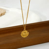 Wholesale Stainless Steel Flower Pattern Electroplated Pendant Necklace Unisex Jewelry