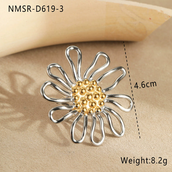 Wholesale Stainless Steel Flower Pattern Electroplated Women's Earrings