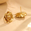 Wholesale Stainless Steel Flower Pattern 18K Goldplated French Retro Women's Earrings