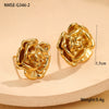 Wholesale Stainless Steel Flower Pattern 18K Goldplated French Retro Women's Earrings