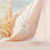 Wholesale Stainless Steel Flower Patterned Electroplated Mixed Gemstone Inlay Sunflower Pendant Necklace For Women