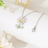 Wholesale Stainless Steel Flower Patterned Electroplated Mixed Gemstone Inlay Sunflower Pendant Necklace For Women