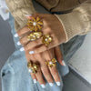 Wholesale Stainless Steel Flower Pearl Ring With Geometric Design And Electroplating Treatment For Women